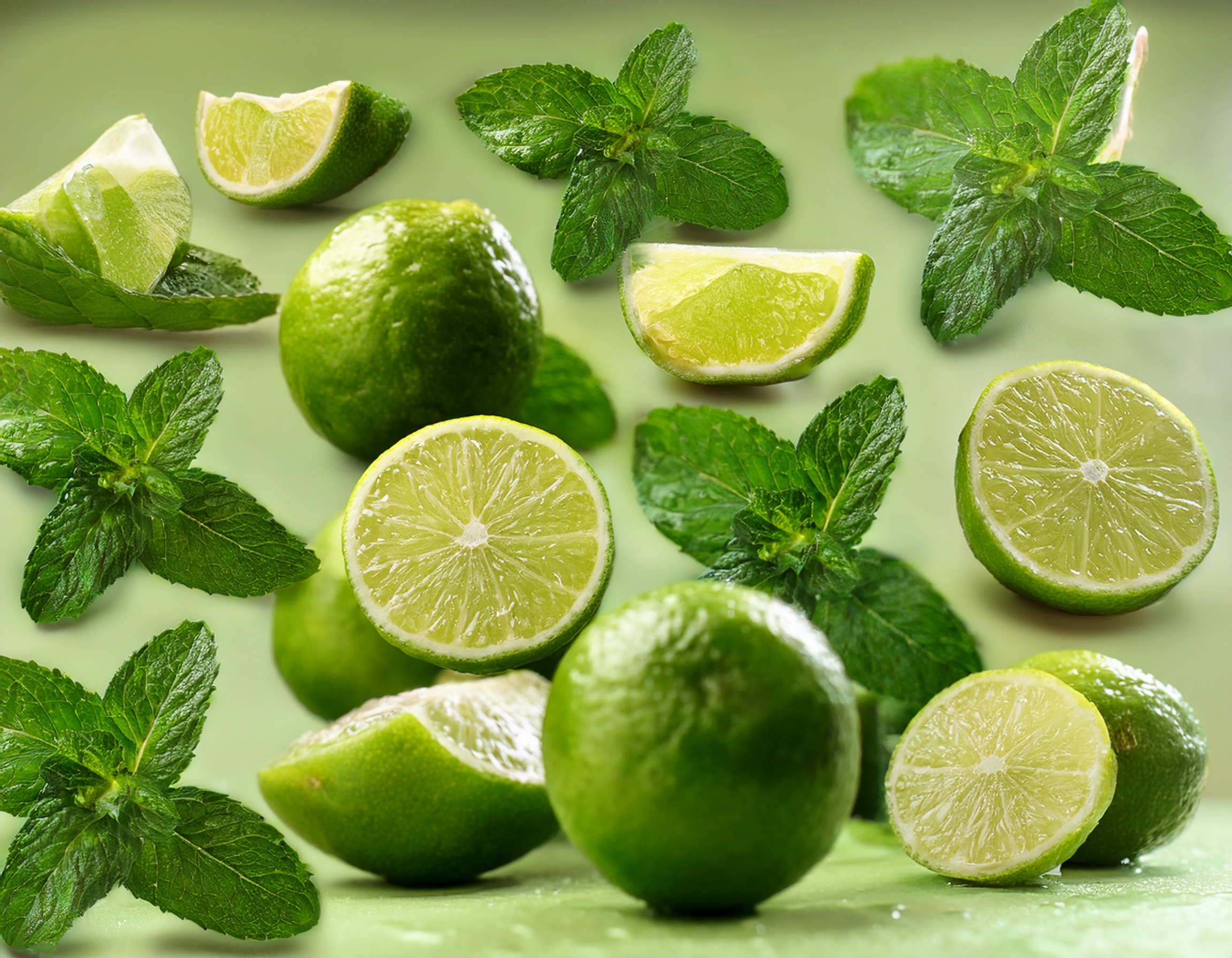 Firefly Generate An Image Of Limes And Peppermint Leaves 911155