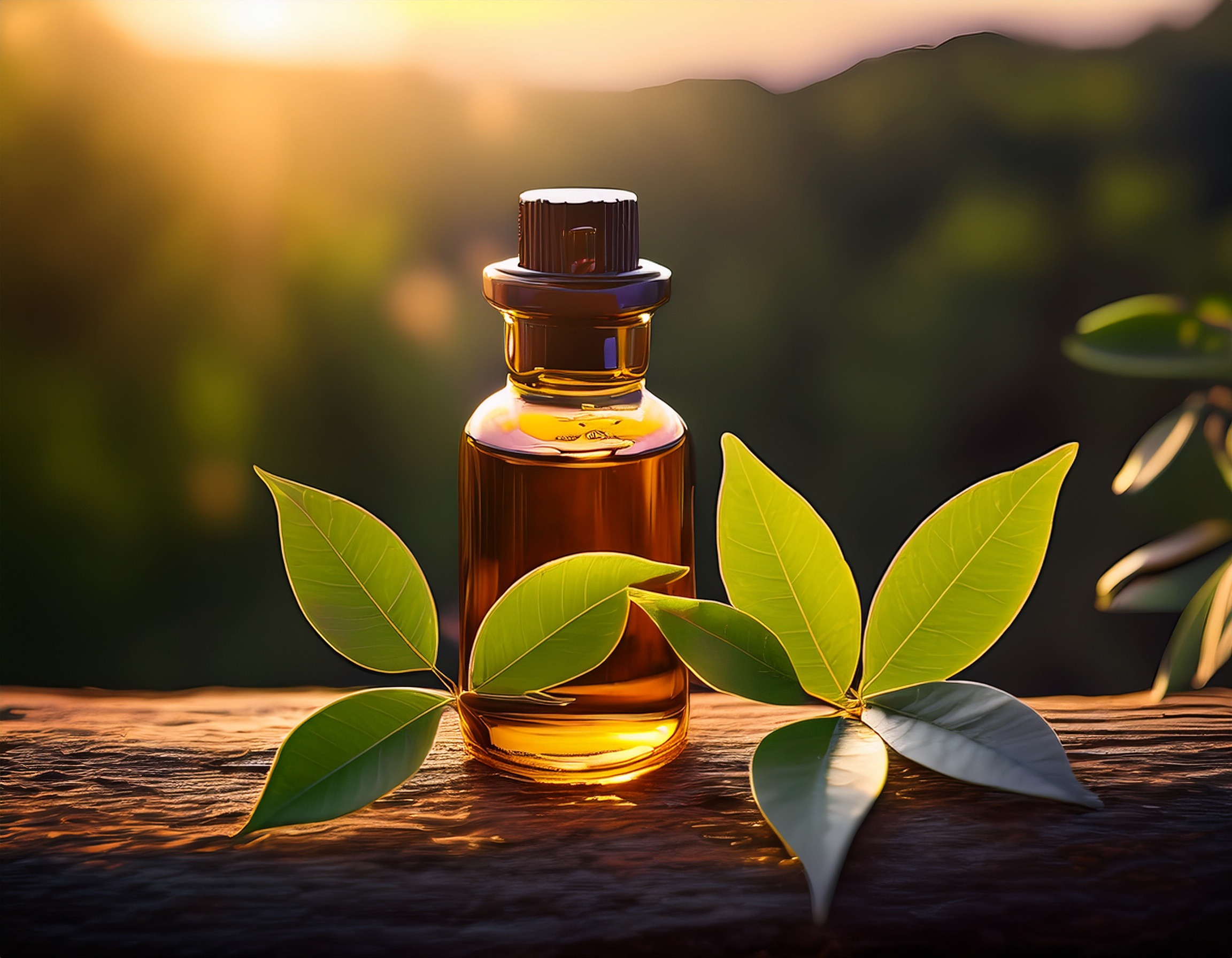 Ravintsara Essential Oil: Your Natural Remedy for Respiratory Relief Firefly Generate An Image Of A Ravintsara Leaf And A Bottle Of Essential Oil. Warm And Inviti 869539