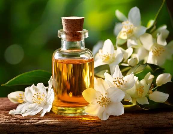 firefly generate an image of jasmine essential oil; aromatherapy concept 426308