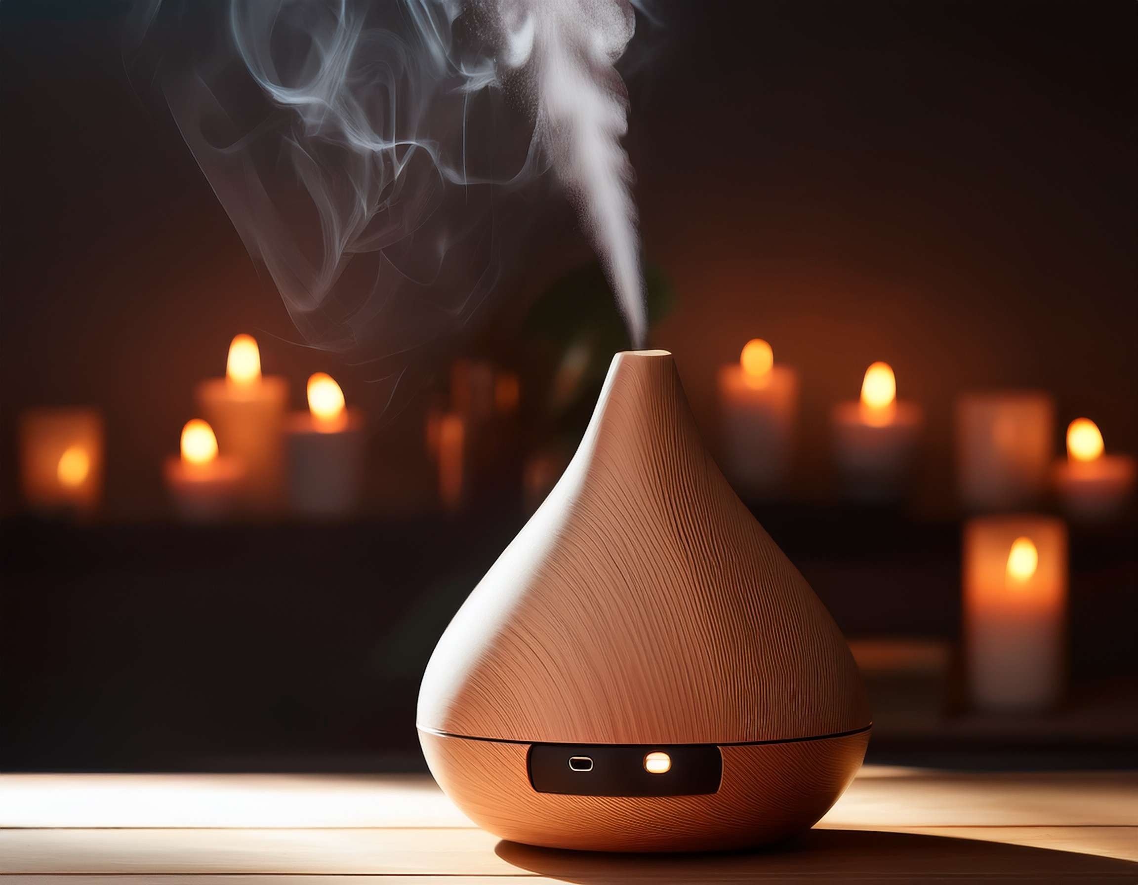 Essential Oil Blend: Sugar Cookies for Inviting Spaces Firefly Generate An Image Of An Essential Oil Diffuser With A Candle And Smoke 126917