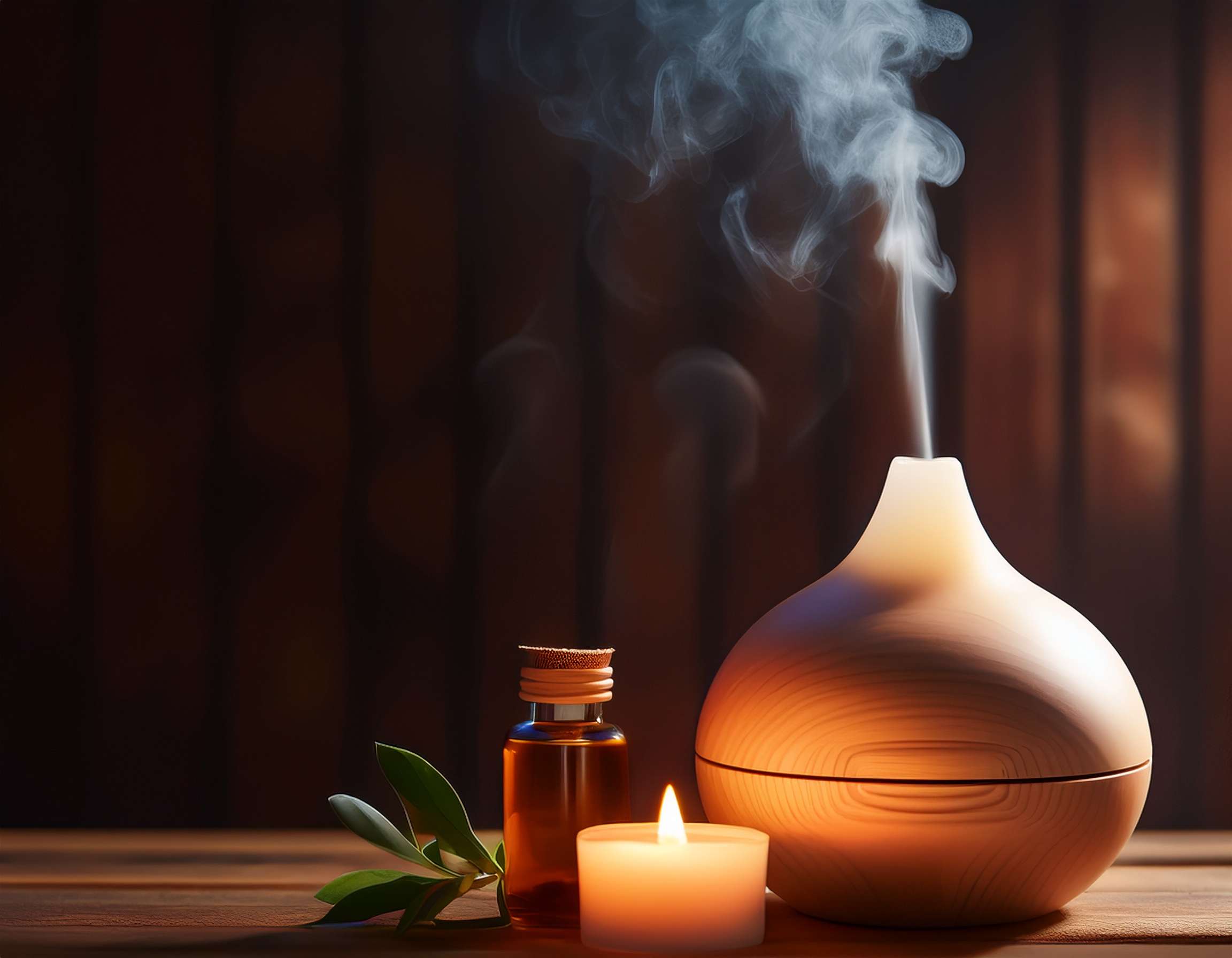 Firefly Generate An Image Of An Essential Oil Diffuser With A Candle And Smoke 444158