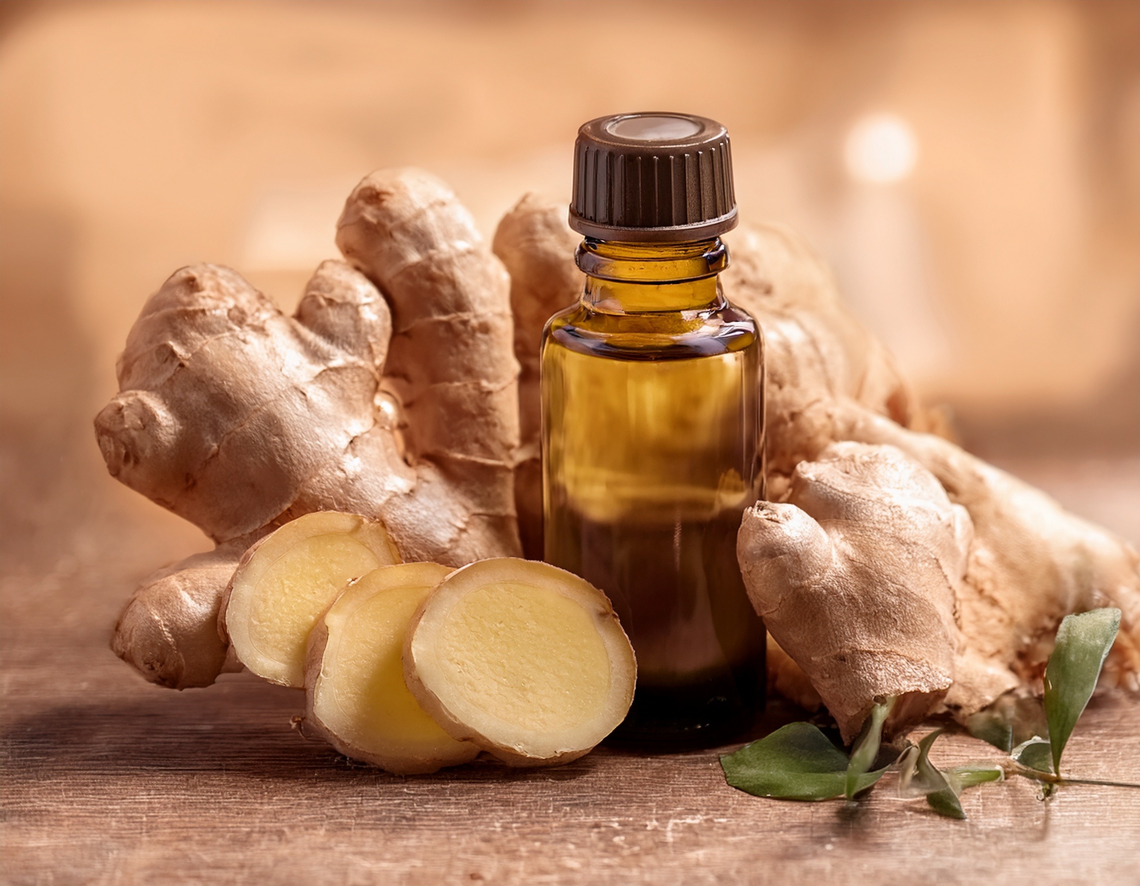 Ginger Essential Oil: Boost Your Skin's Glow Safely Firefly Generate An Image Of Ginger Essential Oil Warm Earth Tone Background 911155